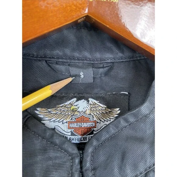 Harley Davidson Black Full Zip Riding Motorcycle Embroidered Jacket Womens S - Picture 4 of 9